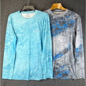 2X RealTree Fishing Long Sleeve Sun Protection Shirt Men's Size S Blue Grey Camo